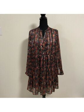 Soft Surroundings Dress Women’s Size Medium Floral Black Castille Ruffle Dress